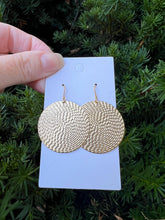 Load image into Gallery viewer, Gold Embossed Disc Metal Statement Earrings
