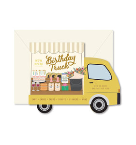 Birthday Truck die-cut folded Greeting Card | Ginger P. Designs