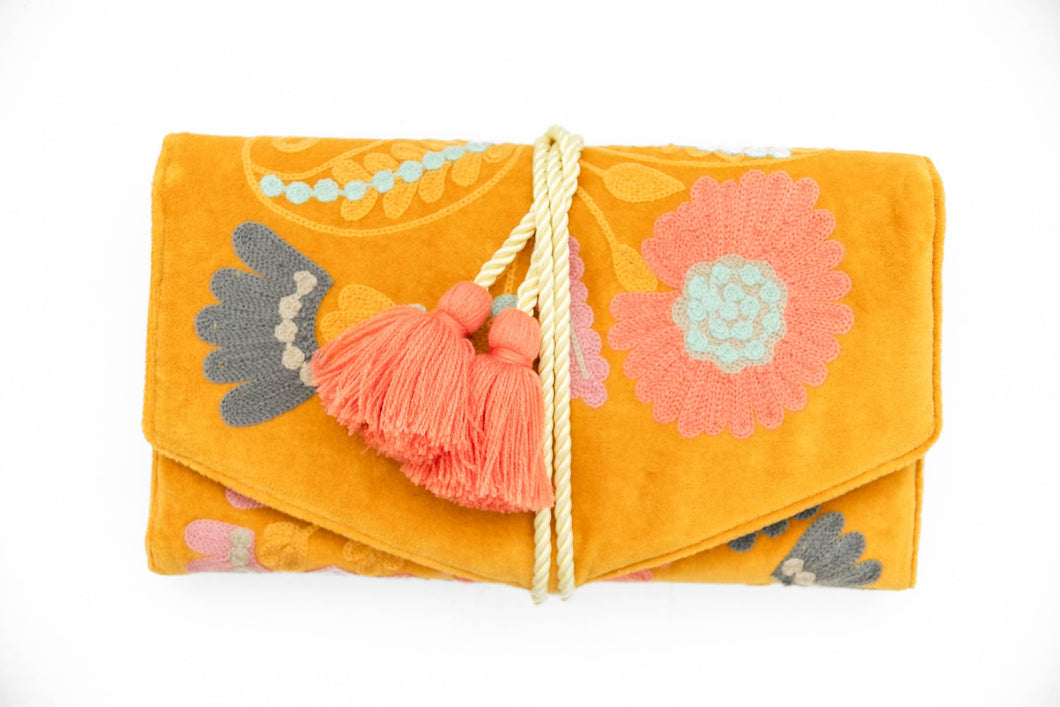 Mustard Velvet Jewelry Organizer