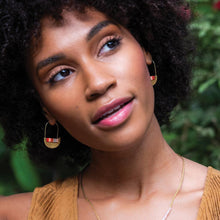 Load image into Gallery viewer, Good Karma Miyuki Crescent Hoop Earring- Indigo/Gold

