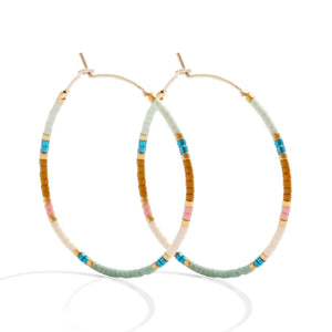 Blue/teal Hoop Earrings |  Miyuki Delica |  Splendid Iris