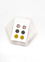 Load image into Gallery viewer, Fall Plaid Druzy Stud Trio
