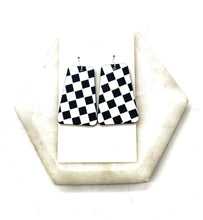 Load image into Gallery viewer, Black White Checkered Belle Acrylic Statement Earrings
