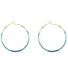 Load image into Gallery viewer, Blue/teal Hoop Earrings |  Miyuki Delica |  Splendid Iris
