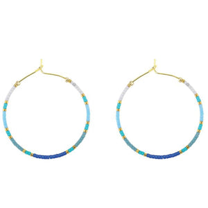 Blue/teal Hoop Earrings |  Miyuki Delica |  Splendid Iris