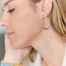 Load image into Gallery viewer, Blue/teal Hoop Earrings |  Miyuki Delica |  Splendid Iris
