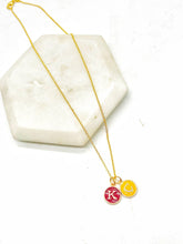 Load image into Gallery viewer, Red Yellow KC Enamel Charm Chiefs Kansas City Necklace

