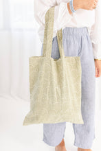 Load image into Gallery viewer, Cotton Block Print Market Tote-Gray, Green, Rust: Gray
