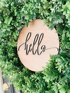 Hello Wreath Wood Sign for Front Door Wreath