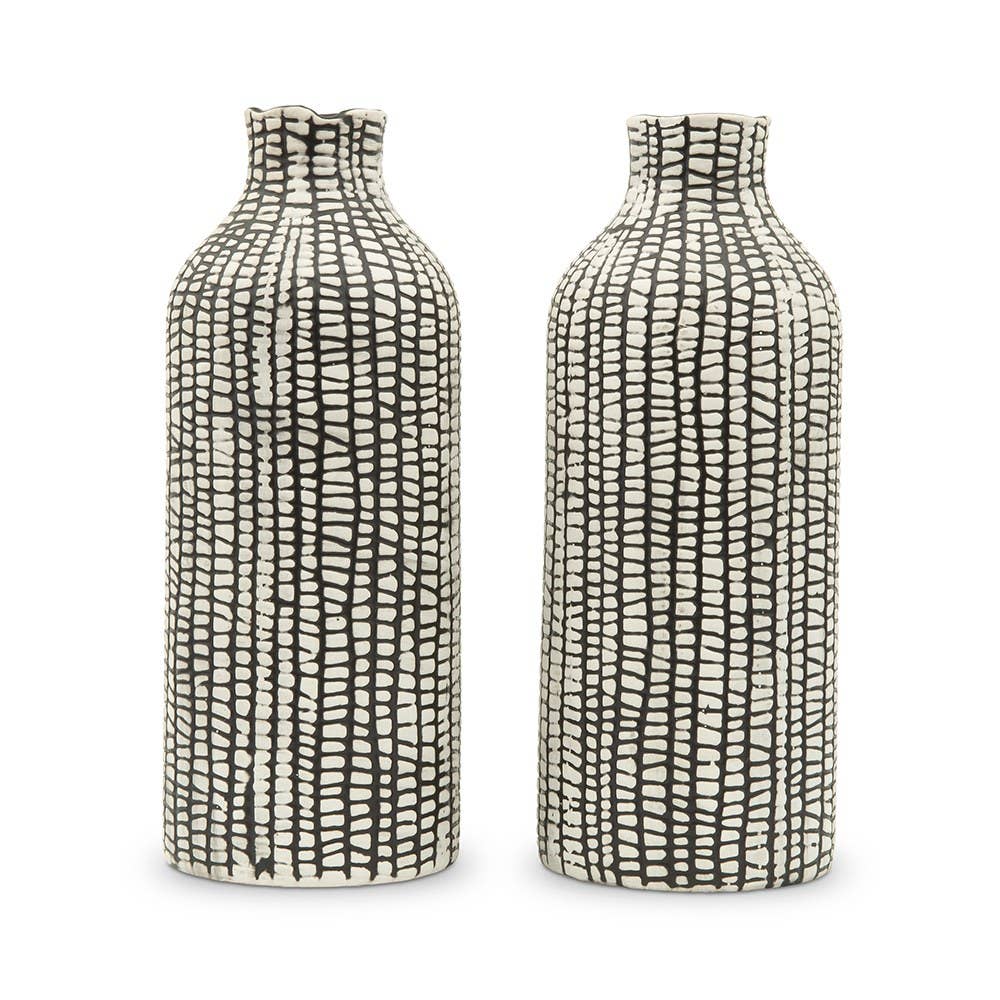 Black Tribal Patterned Decorative Table Vase