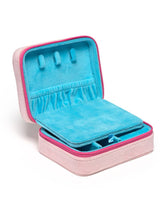 Load image into Gallery viewer, Pink Velvet Jewelry Zip Case / Organizer - Feminine Florals | Living Royal
