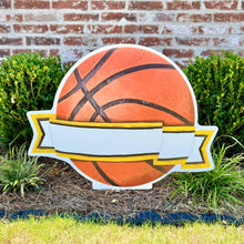 Load image into Gallery viewer, Basketball with Gold/Black Ribbon Garden Stake
