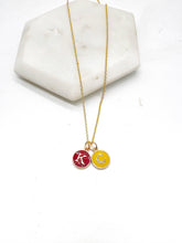 Load image into Gallery viewer, Red Yellow KC Enamel Charm Chiefs Kansas City Necklace
