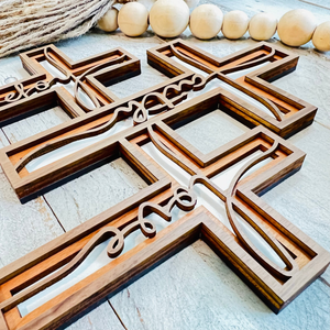 8" Tall Connected | Set of 3 Wall Cross|Krafty Supply