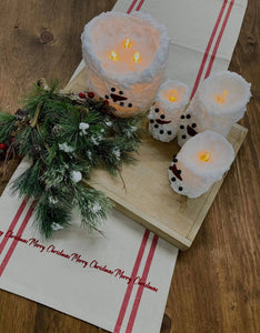 Snowman Votive Moving Flame LED Candle 2in by 5in