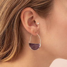 Load image into Gallery viewer, Turquoise Gold Stone Prism Hoop Earring
