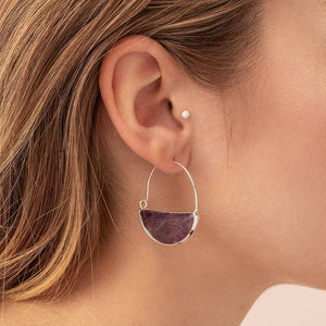 Turquoise Gold Stone Prism Hoop Earring
