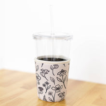 Load image into Gallery viewer, Drink Sleeve, Iced Coffee Koozie, Drink Cover: Large | Pressed Floral | Elyse Breanne Design
