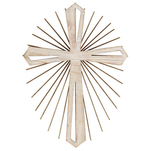 WOOD WITH METAL STARBURST WALL CROSS | Dicksons