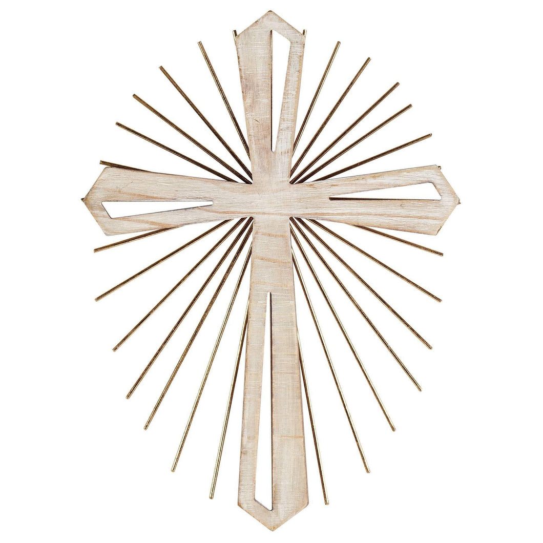 WOOD WITH METAL STARBURST WALL CROSS | Dicksons