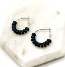 Load image into Gallery viewer, Black Clay Beaded Statement Hoop Earrings
