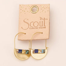 Load image into Gallery viewer, Good Karma Miyuki Crescent Hoop Earring- Indigo/Gold
