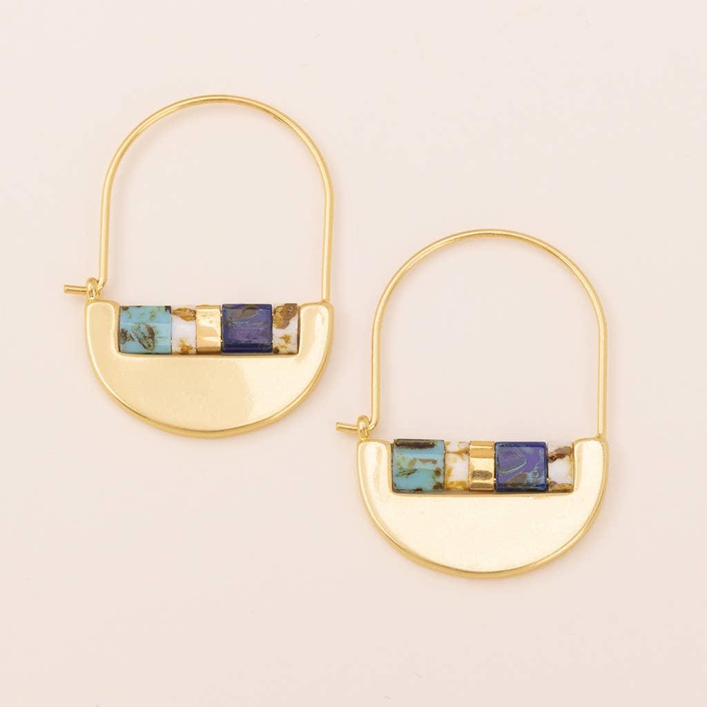 Good Karma Miyuki Crescent Hoop Earring- Indigo/Gold