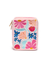 Load image into Gallery viewer, Pink Velvet Jewelry Zip Case / Organizer - Feminine Florals | Living Royal
