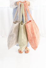 Load image into Gallery viewer, Cotton Block Print Market Tote-Gray, Green, Rust: Gray
