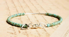 Load image into Gallery viewer, 7&quot; Turquoise Blue Sterling Silver Bar Bracelet
