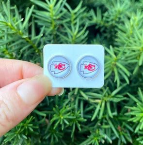 Kansas City KC Chiefs Stud Earrings Game Day: White