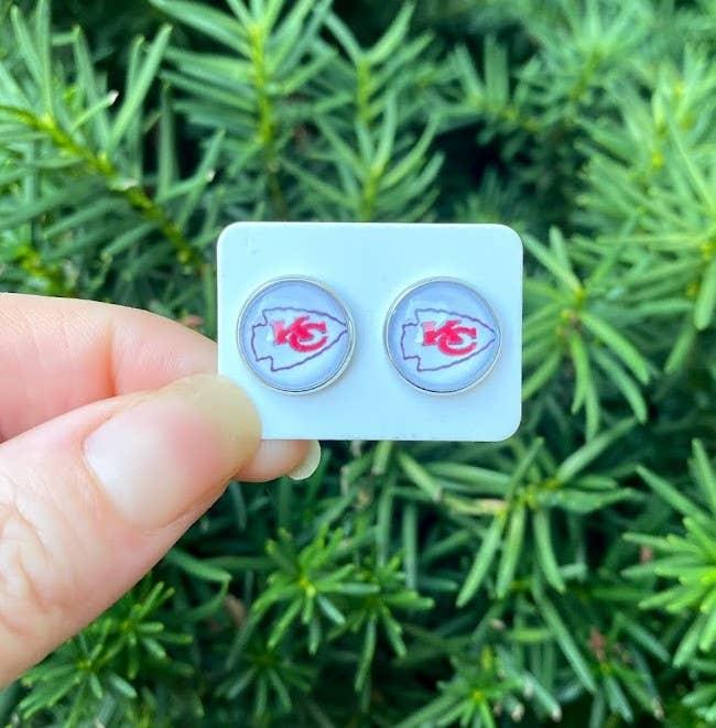 Kansas City KC Chiefs Stud Earrings Game Day: White