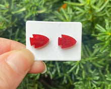 Load image into Gallery viewer, Red Arrowhead KC Kansas City Chiefs Acrylic Stud Earring
