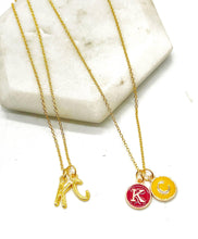 Load image into Gallery viewer, Red Yellow KC Enamel Charm Chiefs Kansas City Necklace
