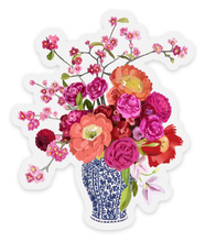 Load image into Gallery viewer, Bouquet in Blue and White Vase Sticker, 2.7inx3.25 in. | Elyse Breanne Design
