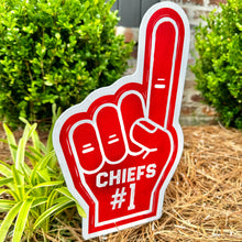 Load image into Gallery viewer, Mini Chiefs #1 Foam Finger Garden Stake
