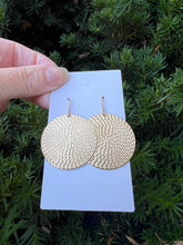 Load image into Gallery viewer, Gold Embossed Disc Metal Statement Earrings
