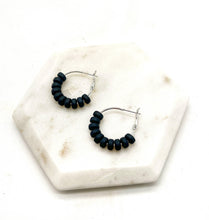 Load image into Gallery viewer, Black Clay Beaded Statement Hoop Earrings
