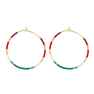 Blue/teal Hoop Earrings |  Miyuki Delica |  Splendid Iris