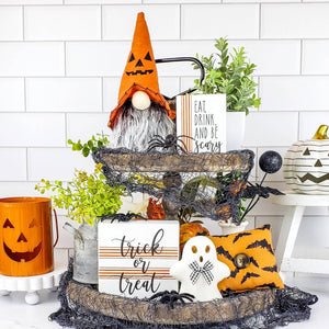 Trick or Treat Halloween Tiered Tray Décor Bundle: Black