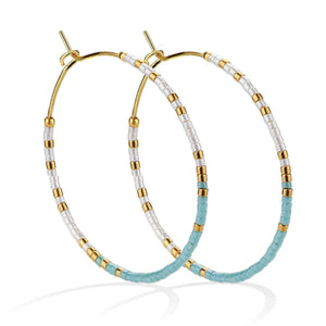 Blue/teal Hoop Earrings |  Miyuki Delica |  Splendid Iris