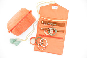 Coral Velvet Jewelry Organizer