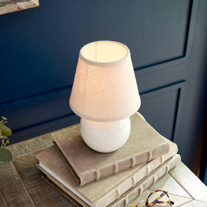 Leland Mini Lamp: White / Ceramic Fabric Wiring