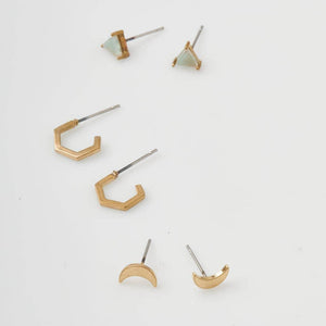 Ella Stud Trio -  Gold Earrings