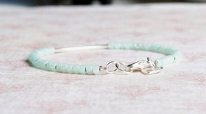 7" Light Green Sterling Silver Bar Bracelet