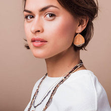 Load image into Gallery viewer, Amazonite Gold Stone Dipped Teardrop Earring
