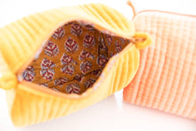 Load image into Gallery viewer, Mustard Velvet &amp; Block Print Cosmetic Pouch
