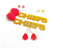 Load image into Gallery viewer, Red Arrowhead KC Kansas City Chiefs Acrylic Stud Earring
