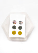 Load image into Gallery viewer, Fall Plaid Druzy Stud Trio
