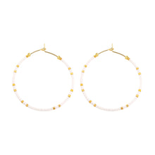 Load image into Gallery viewer, White/Blue Hoop Earings | Miyuki Delica | Splendid Iris
